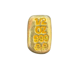 1/2 Oz Gold Bar Cast Poured Skull and Bones