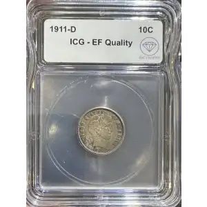 1911-D Barber Dime ICG EF Quality IDC Verified (2)