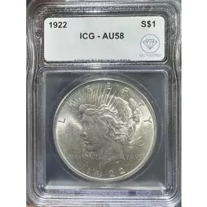 1922 Peace Silver Dollar ICG AU58 IDC Verified (2)