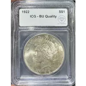 1922 Peace Silver Dollar ICG BU Quality IDC Verified