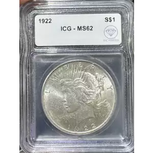 1922 Peace Silver Dollar ICG MS62 IDC Verified