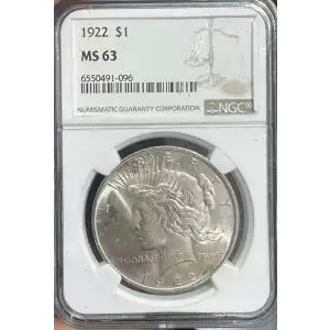 1922 Peace Silver Dollar NGC MS63