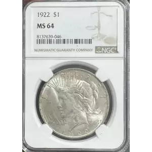 1922 Peace Silver Dollar NGC MS64