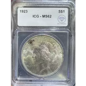 1923 ICG MS 62 Peace Silver Dollar IDC Verified