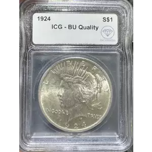 1924 Peace Silver Dollar ICG BU Quality IDC Verified (2)