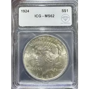 1924 Peace Silver Dollar ICG MS62 IDC Verified