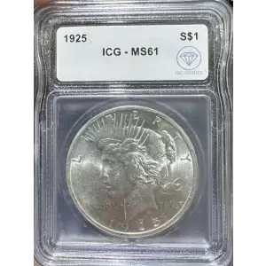1925 Peace Silver Dollar ICG MS61 IDC Verified