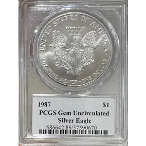 1987 $1 Silver Eagle Mercanti Flag Signature