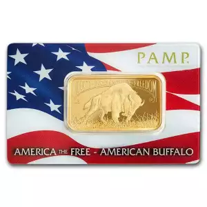 1oz PAMP Gold Bar - America the Free Buffalo