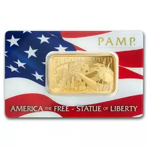 1oz PAMP Gold Bar - America the Free Statue of Liberty
