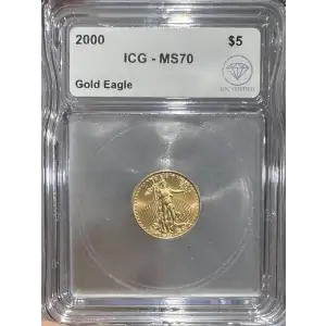 2000 $5 American Gold Eagle ICG MS70 IDC Verified