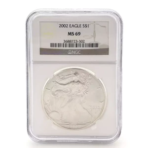 2002 $1 American Silver Eagle 1oz NGC MS70 (2)