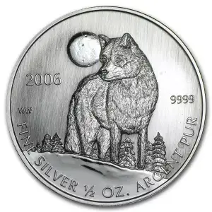 2006 1/2oz Canadian Silver Timber Wolf Coin (Various Condition) (2)
