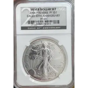 2006 P American Silver Eagle NGC PF69 Reverse PF 20th Anniversary