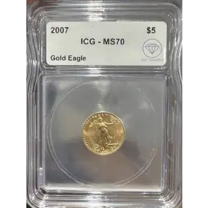 2007 $5 American Gold Eagle ICG MS70 IDC Verified