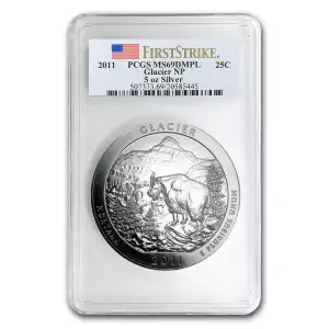 2011 America the Beautiful 5oz Silver Glacier National Park PCGS MS-69DMPL (3)