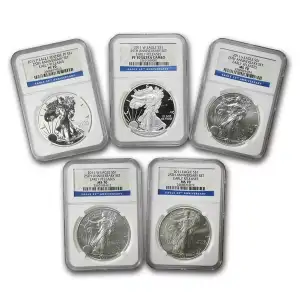 2011 American Silver Eagle 5 Coin 25th Anniversary NGC Set