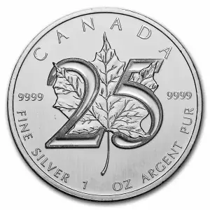 2013 Canada 1 oz Silver Maple Leaf (25th Anniv) Milkspots (2)