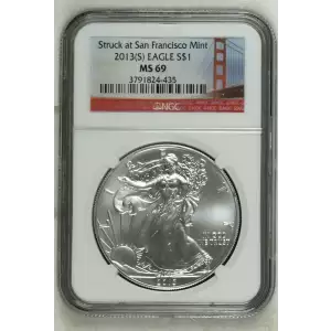 2013(S) American Silver Eagle MS69 (Golden Gate Label)