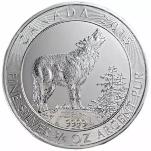2015 Canada 3/4 oz Grey Wolf Silver Coin