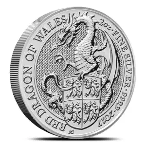 2017 2oz Silver Britain Queen's Beast: Red Dragon of Wales
