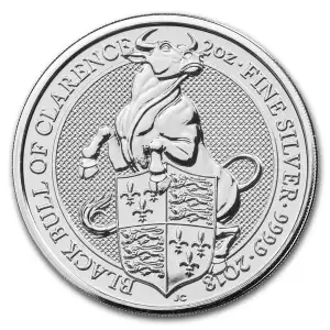 2018 2oz Silver Britain Queen's Beast: The Black Bull of Clarence