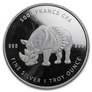 2018 Republic of Chad 1 oz Silver Mandala Rhino (Secondary Market)