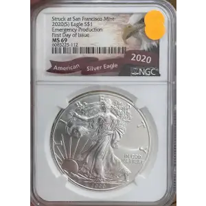 2020-(S) American Silver Eagle NGC MS69 Emergency Production First Day of Issue