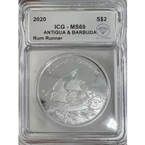 2020 Silver Antigua & Barbuda Rum Runner ICG MS69 IDC Verified