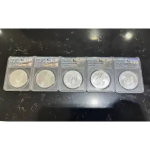 2021 American Silver Eagle ANCS MS70 5-Coin Set