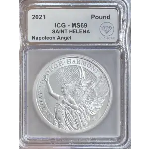 2021 Saint Helena 1 oz Silver Queen's Virtues Victory MS69 IDC Verified