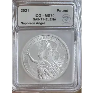2021 Saint Helena 1 oz Silver Queen's Virtues Victory MS70 IDC Verified