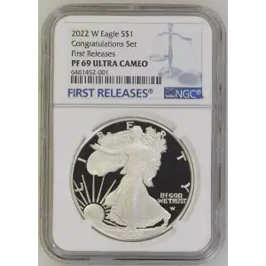 2022 W American Silver Eagle NGC PF69 Ultra Cameo FR Congratulations set (2)
