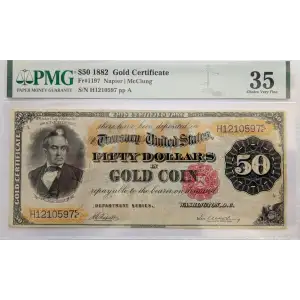 $50 1882 Small Red Gold Certificates 1197