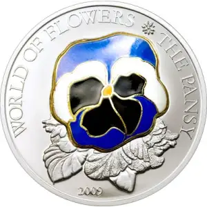 2009 Cook Islands Colored Silver Coin World of Flowers - The Pansy (CoA) (2)