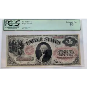 $1 1874 Small Red with rays Legal Tender Issues 19