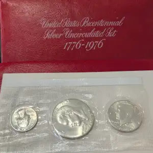 1776-1976 U.S. Bicentennial Silver Unc 3-Coin Set OGP