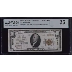 $10 1929 small brown seal. Small National Bank Notes 1801-2 (2)