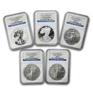 2011 American Silver Eagle 5 Coin 25th Anniversary NGC Set