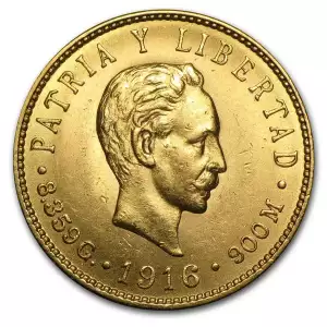 1916 Cuban 5 Peso Gold Coin