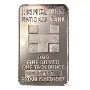 1 oz Hospital Trust National Bank Silver Bar .999 Fine