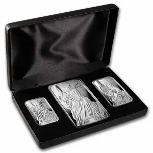16 oz (1, 5 & 10) Silver Bar Set - Revived Engelhard Liberty Bars (4)