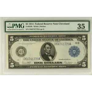 $5 1914 Blue Seal Federal Reserve Notes 859B