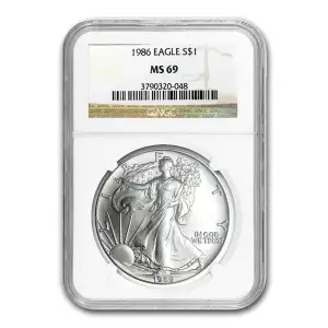 1986 American Silver Eagle NGC MS69