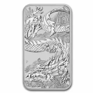 2023 Australia Dragon 1 oz Silver Coin Bar (Milk spots)