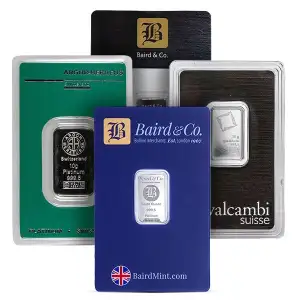 10 Gram Platinum Bar Various Mints