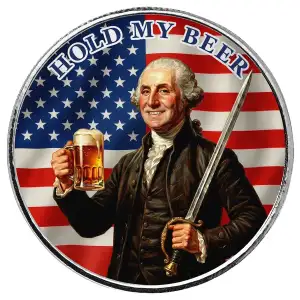 250th Americana George Washington Hold My Beer 1oz Silver Colorized (2)