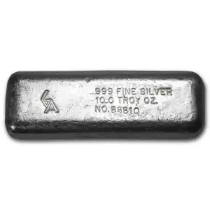 10 oz Poured Silver Bar - Golden Analytical