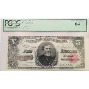 $5 1891 Small Red Treasury or Coin Notes 362