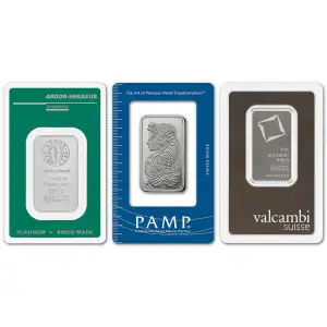 1oz Platinum Bar Carded (Various Brands)